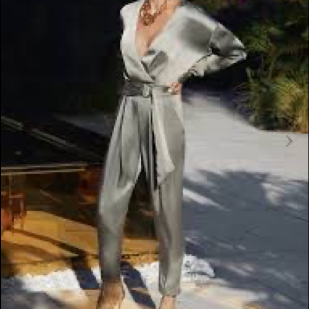 COPY - Ramy Brook Crosby Satin Jumpsuit 12 NWOT